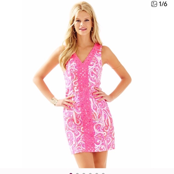 Lilly Pulitzer Ryder Pink Pout PBJ Shift Dress size 8 - Picture 1 of 6